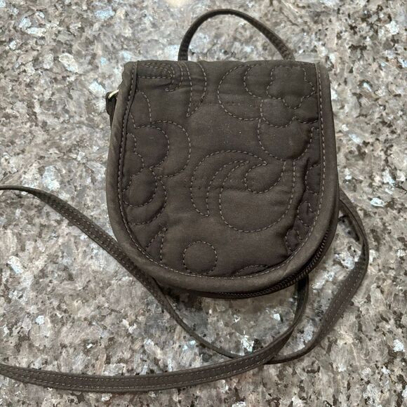 Vera Bradley Quilted Mini Crossbody Wallet Purse – Black – Compact Travel Organi - Picture 3 of 8